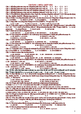 Bộ đề câu hỏi trắc nghiệm môn Hóa học 12